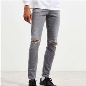 AGOLDE CLASSICS - Mens Slim Fit Knee Cut Grey Wash Denim Jeans | 33